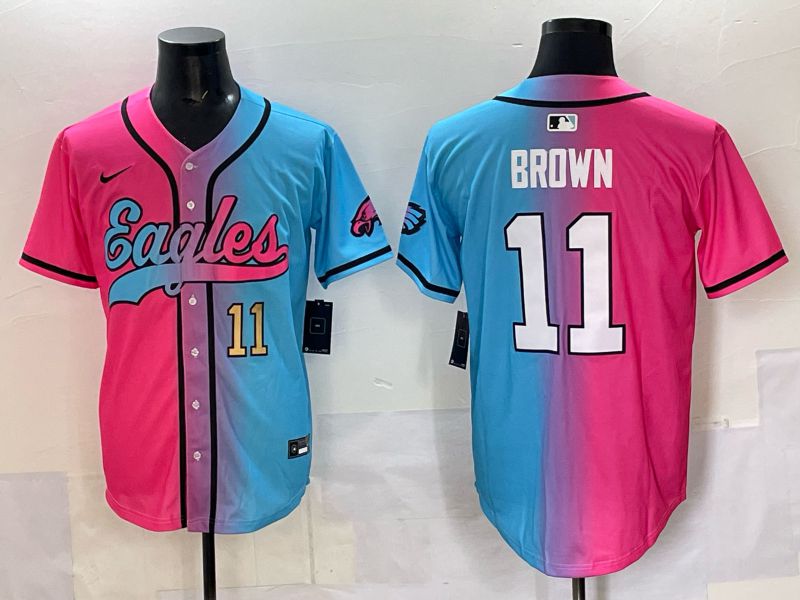 Men 2025 Philadelphia Eagles #11 Brown Blue pink Nike Limited NFL Jersey style 04->st.louis cardinals->MLB Jersey
